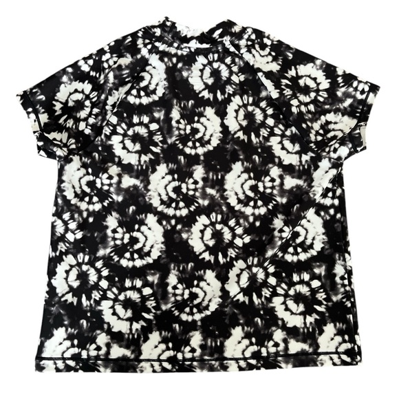 Athleta Girl Mock Neck Black and White Tie Dye Print Rashguard Size 8-10 Medium - Picture 3 of 4
